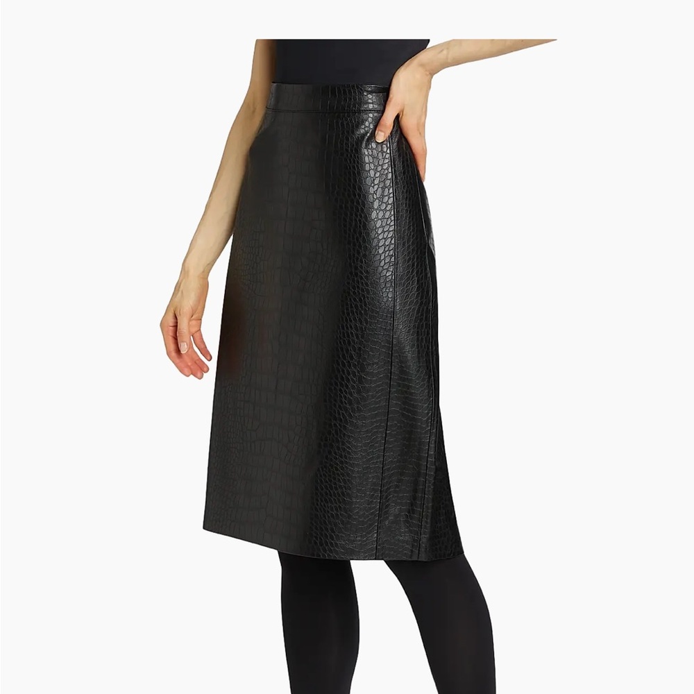 Kobi Halperin Black Croc-Pattern Midi Skirt